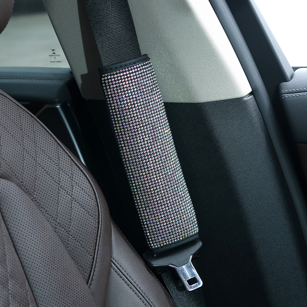 Full-diamond car steering wheel cover, dazzling rhinestone seatbelt shoulder pad, universal for all seasons, rearview mirror protective cover, wholesale