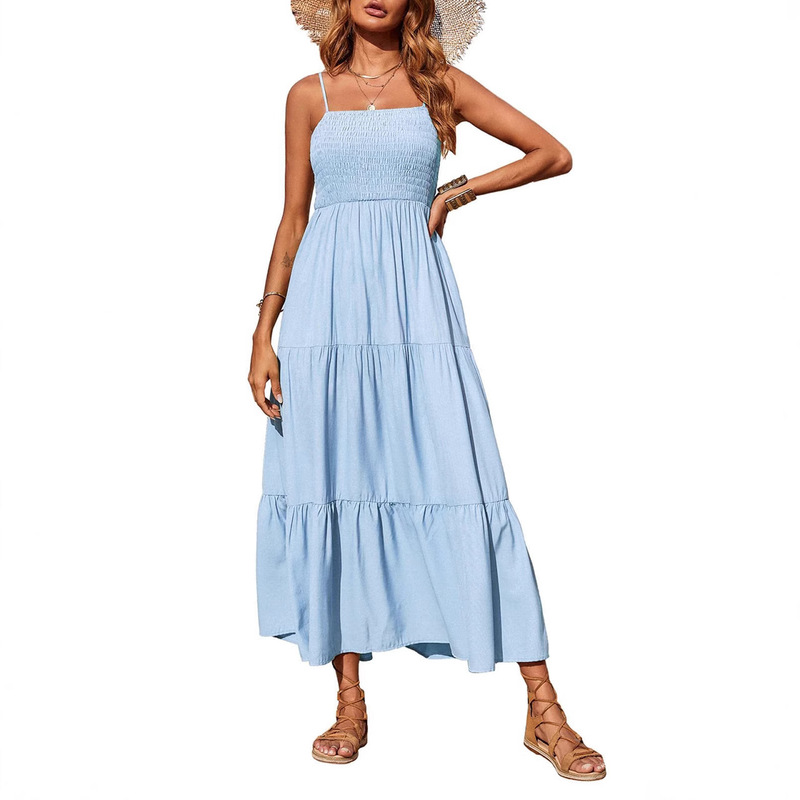 Spring 2025 New Cross-border European and American Women's Elegant Fashion Elegant Strap Backless Split dress