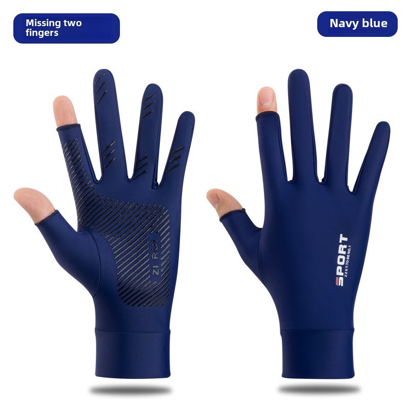 Sun protection gloves summer ice silk thin non-slip gloves outdoor fishing riding gloves men's and women's take-out Dew two fingers_voghion.com