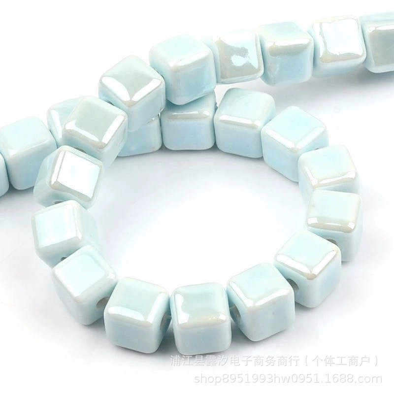 Handmade Ceramic Square Beads, 6/8/10 mm Polished Glazed Cubes for Necklace & Bracelet