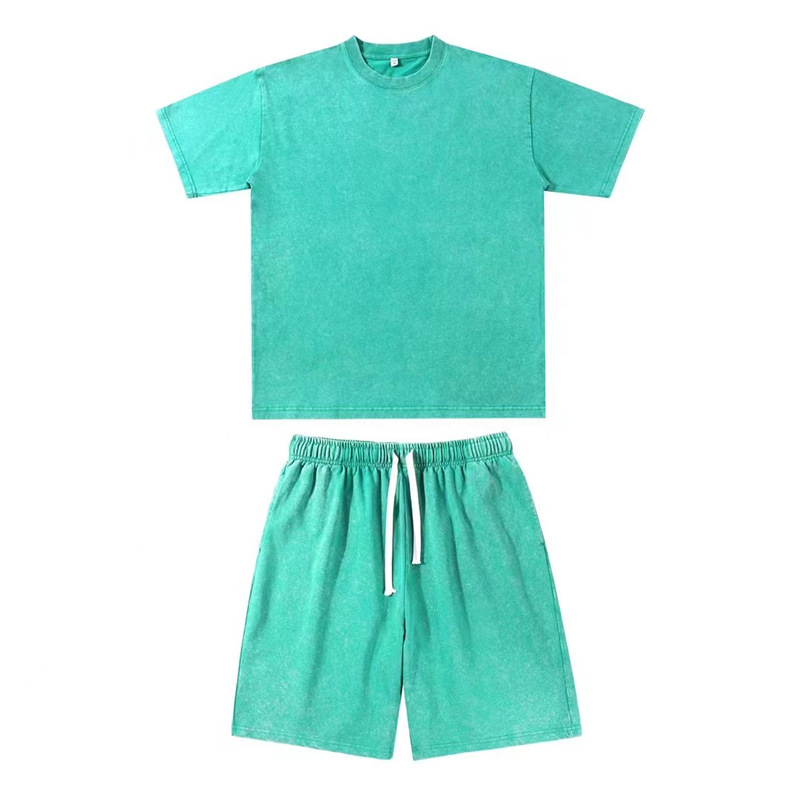 Verano cuello redondo camiseta de manga corta pantalones cortos sueltos hombros oversize americano inns camiseta de pareja inns viento