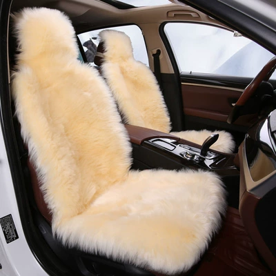 Winter Plush Rabbit Fur Warm Single — Seat cushion, seat cover - imitation-wool-off-white-car-alone