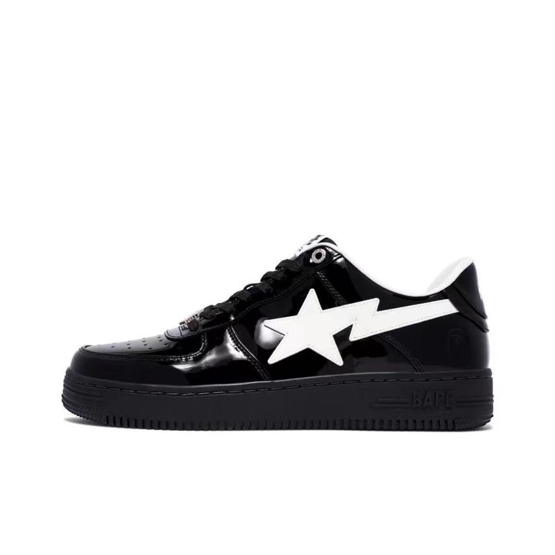 BAPESTA DUNK ブラック ホワイト グリーン パテントレザー ストリート トレンド バイブ ロートップ カジュアル スニーカー|undefined