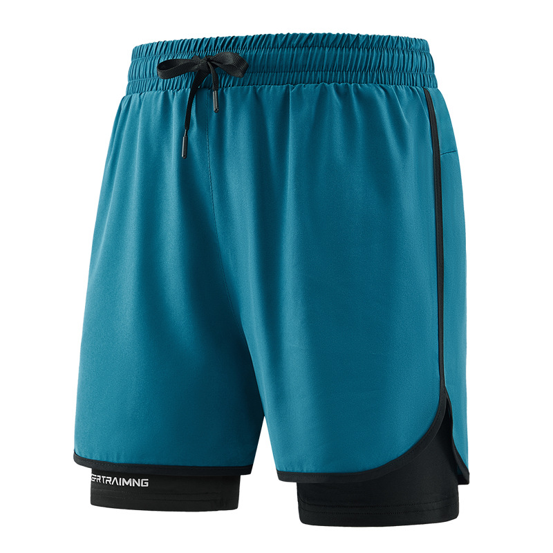 Pantalones cortos deportivos de secado rápido para hombres de verano pista y campo maratón correr pantalones de acondicionamiento físico falsos dos pantalones de entrenamiento de luz