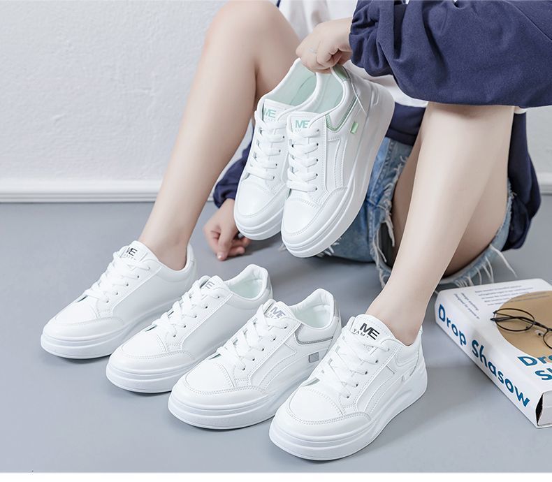 Bianco Primavera 2024 Nuovo Sport Studente Versatile Spesso Casual Tavola Morbida Suola Corsa Scarpe da Donna Scuola Media_voghion.com