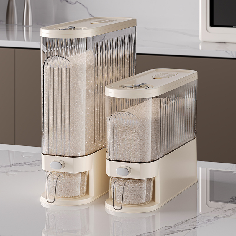 按压米桶20斤装密封防虫防潮塑料米缸厨房夹缝透明五谷杂粮收纳桶