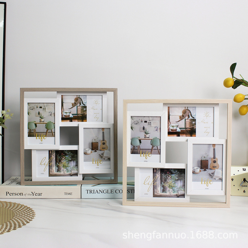 Foreign Trade Export Density Board Conjoined 6inch Scandinavian Style Combination Photo Frame Table Hanging Wall Home Decoration Wholesale Foreign Trade Export Density Board Conjoined 6inch Scandinavian Style Combination Photo Frame Table Hanging Wall Home Decoration Wholesale