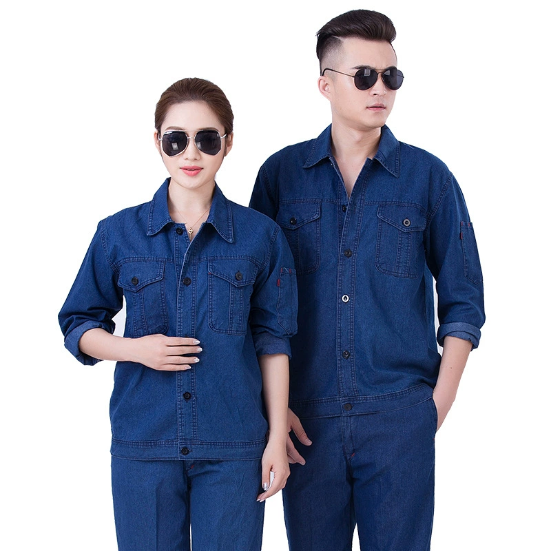 Летний тонкий джинсовый костюм для мужчин, сварочный костюм электрика, костюм охраны труда, спецодежда для автомастерской, заводская униформа в наличии