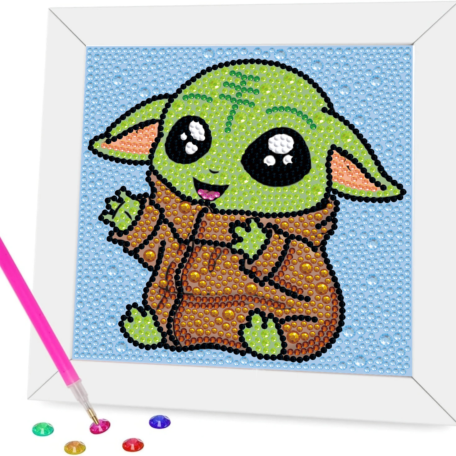 Taller artesanal pintura de diamantes marca DIY tamaño de diamantes Star Wars regalo para niños Yoda bebé lleno de diamantes brillante pintura de diamantes