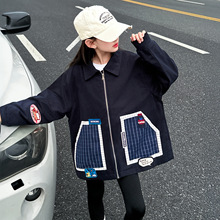 女童秋冬款夹棉外套2025秋装新款中大儿童时尚美式翻领长袖上衣潮