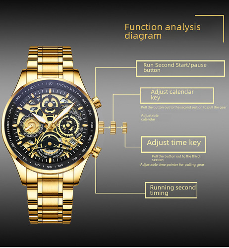 Popular nibosi new wrist watch, casual hollow mechanical design men's watch, multifunction quartz student watch