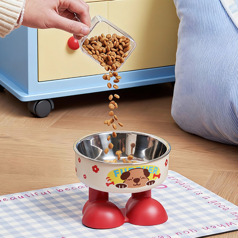 Cuenco para mascotas Cuello para gatos Cuello para pies Tazón para gatos Anti-volcado Tazón para gatos Juego de comida de acero inoxidable para perros Nuevo tazón para perros transfronterizo al por mayor