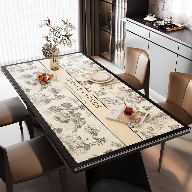 现代轻奢皮革餐桌垫防水免洗桌布pvc茶几垫隔热台布桌面保护垫子|undefined