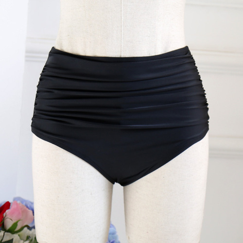 Wholesale High-Waisted Elastic Pleated Brief Swim Trunks Conservative Cover-Belly Multi-Color Large Triangle Swim Trunks