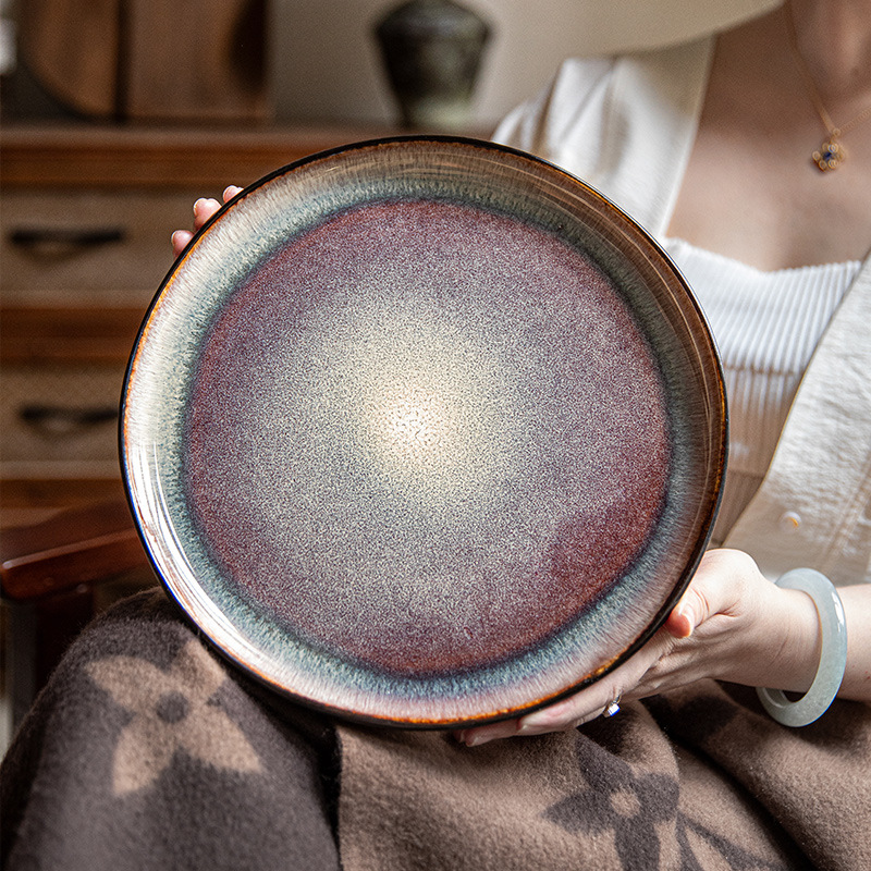 Plato de brunch Yunmeng cerámica irregular plato de filete de comida occidental restaurante plato de pasta plato retro exportación transfronteriza