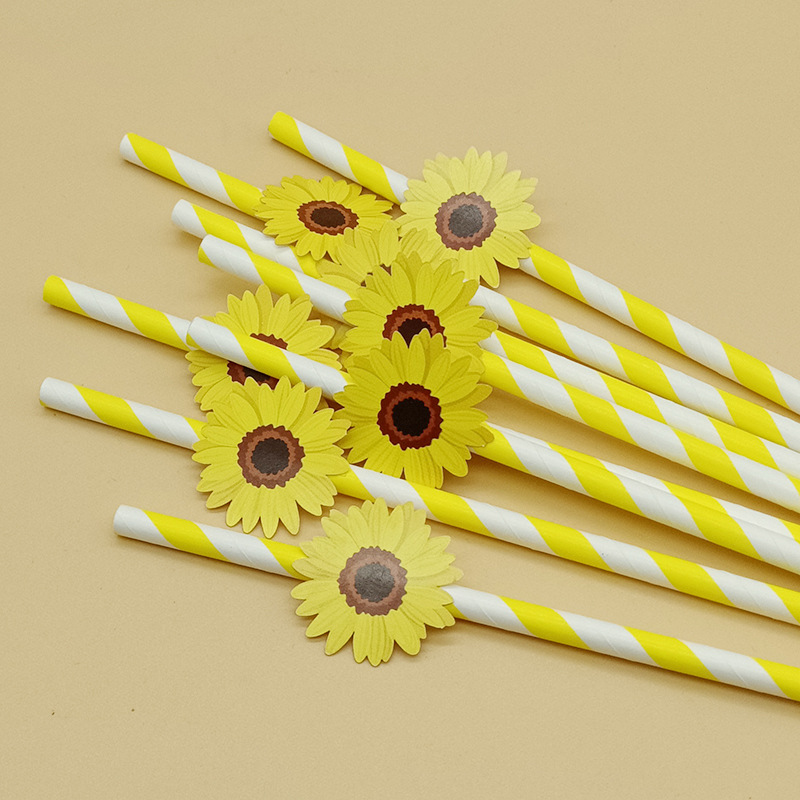En stock creativo fiesta paja decoración serie con tarjeta pequeña flor girasol Margarita flor papel paja creativa