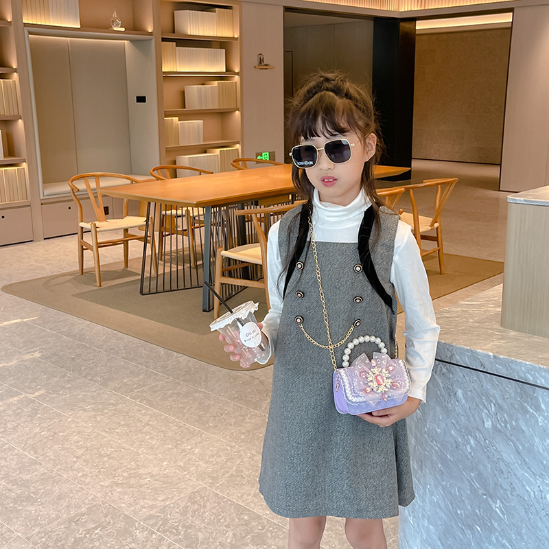 Moda princesa bolso estilo coreano arco cadena mensajero bolsa niña MINI BOLSA cuadrada accesorios de viaje