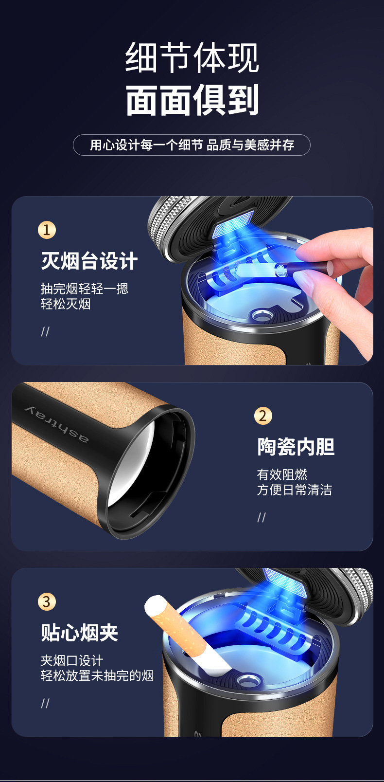 25 Models of Wey Brand New Lanshan Vv7, Gaoshan 8, Wey Vv6/Vv5, Mocha Hi4 Car Ashtray with Light and Anti-Fly Ash Feature