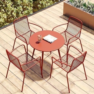 Wrought Iron Outdoor Table and Chair Courtyard Leisure Folding Chair Outdoor Combination Cafe Balcony Garden Table and Chair Internet Celebrated Commercial