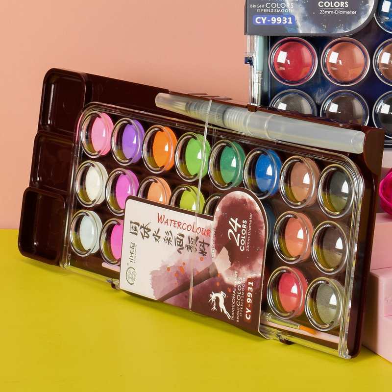 Small Kanji 24-Color Solid Watercolor Powder Cake Watercolor Paint Set Professional Solid Watercolor Paint 9931