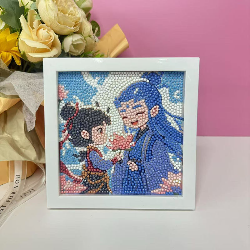 Nueva pintura de diamantes Nezha para niños hechos a mano bricolaje dibujos animados Sanrio pegatinas de mampostería juguetes de diamantes adhesivos para niñas