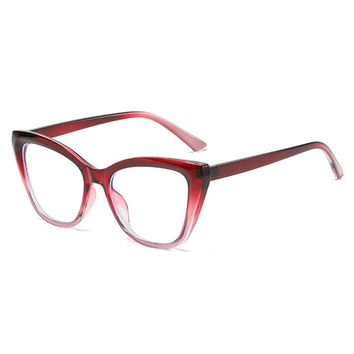 2024 new cross-border color matching anti-blue light cat eye flat mirror European and American fashion versatile plain eyeglass frame 28073