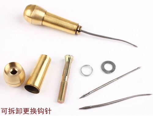 Sewing shoe soles with a needle and awl, using a straight or curved needle, repairing shoes with copper awls, leather shoe sewing tools wholesale