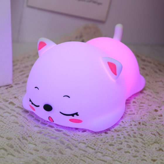 Cartoon Sleeping Cat Silicone Night Light Soft Light Removable Pat Light Baby Sleeping Night Bedroom Ornaments Table Lamp