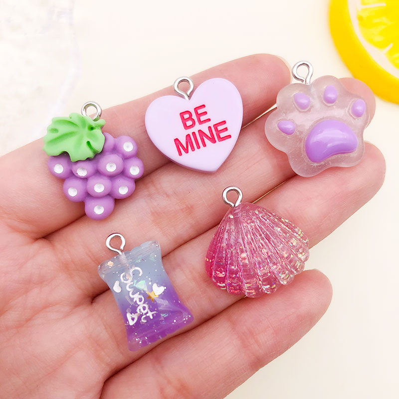 Resin Material 1 Piece Resin Star Heart Shape Grape Pendant