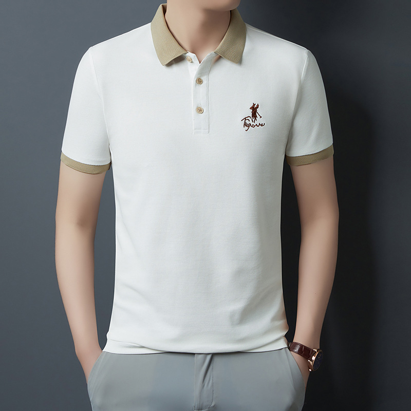 \ Polo camiseta de manga corta para hombre verano nuevo estilo bordado de solapa camiseta casual de negocios para hombre