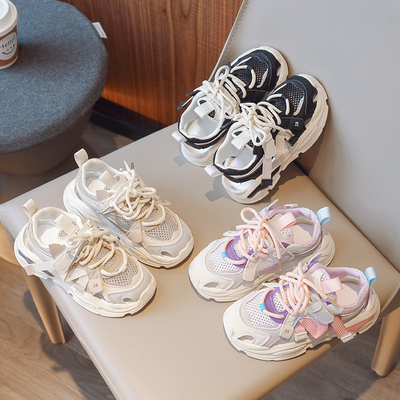 2025 nuevos zapatos de verano para niños, sandalias para niños y niñas, sandalias deportivas de malla única recortadas, zapatos para papá, medias sandalias transpirables