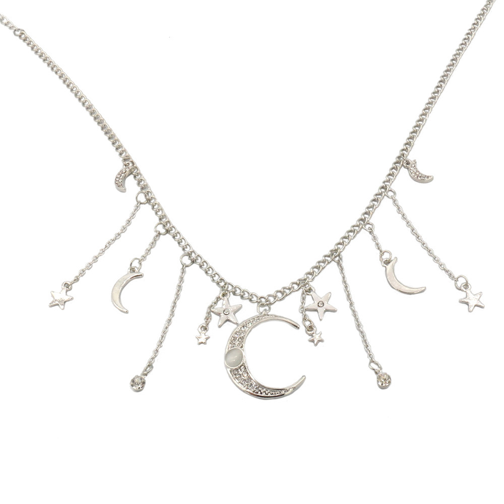 Collier simple à pampilles lune et étoile pour femmes en alliage_voghion.com