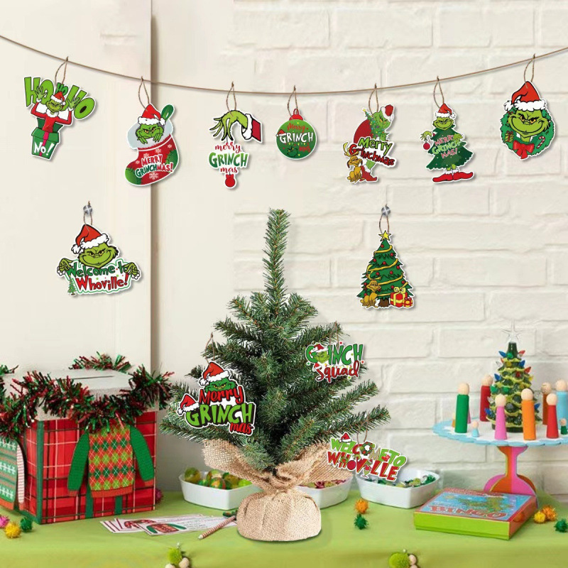 クリスマス グリンチ 木製ペンダント CEWEWP グリンチ クリスマス グリーン モンスター パーティー デコレーション グリーン ペンダント|undefined