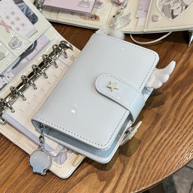 韩系奶油风星星5漆皮亮面活页手帐本高颜值打卡记录日程记事本子|undefined