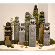 日式山水庭院裝飾 四神獸拴馬柱 獅子麒麟門當 柱子 大門門柱雕像