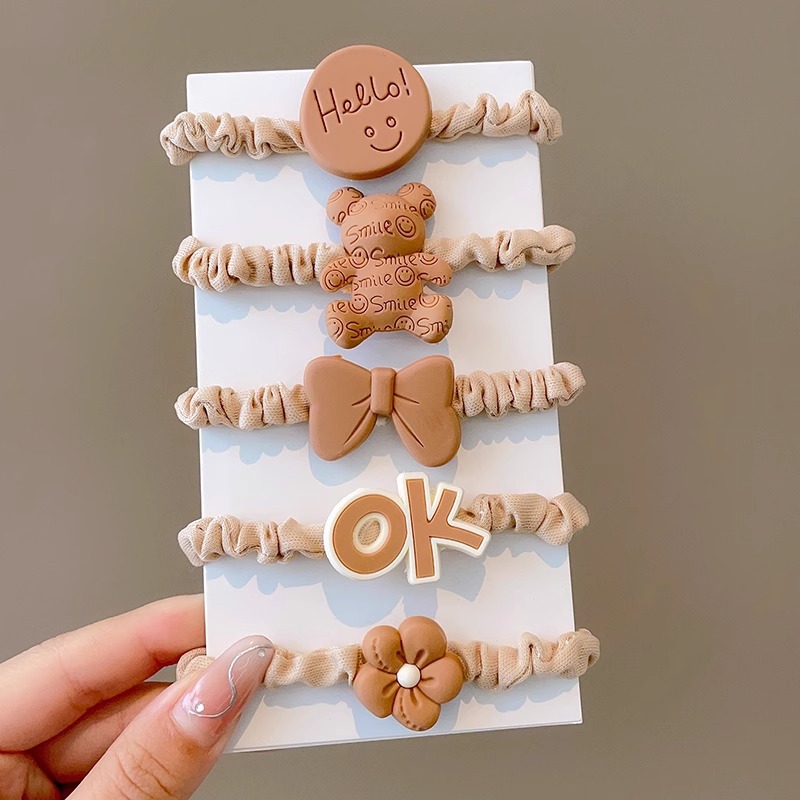 Cuerdas de cabello de color leche para niños flores anillo de cabello arco de goma para niñas no lastimar el cabello banda de goma para el cabello para niñas