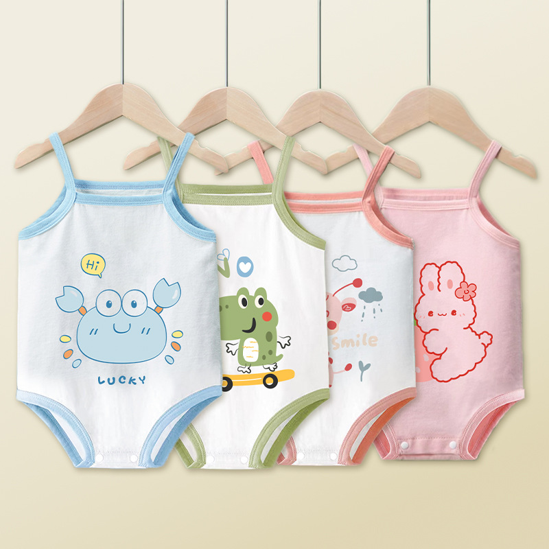 Summer baby bodysuit, girls' romper, triangle-shaped children's clothing, base layer, baby pure cotton clothes, suspender romper, bodysuit