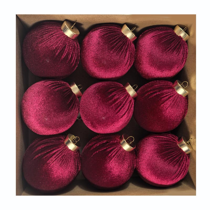 Transfronterizo 8CM set 9 lujo con taladro envuelto tela de peluche bola de Navidad árbol de Navidad bola de decoración de fiesta en casa