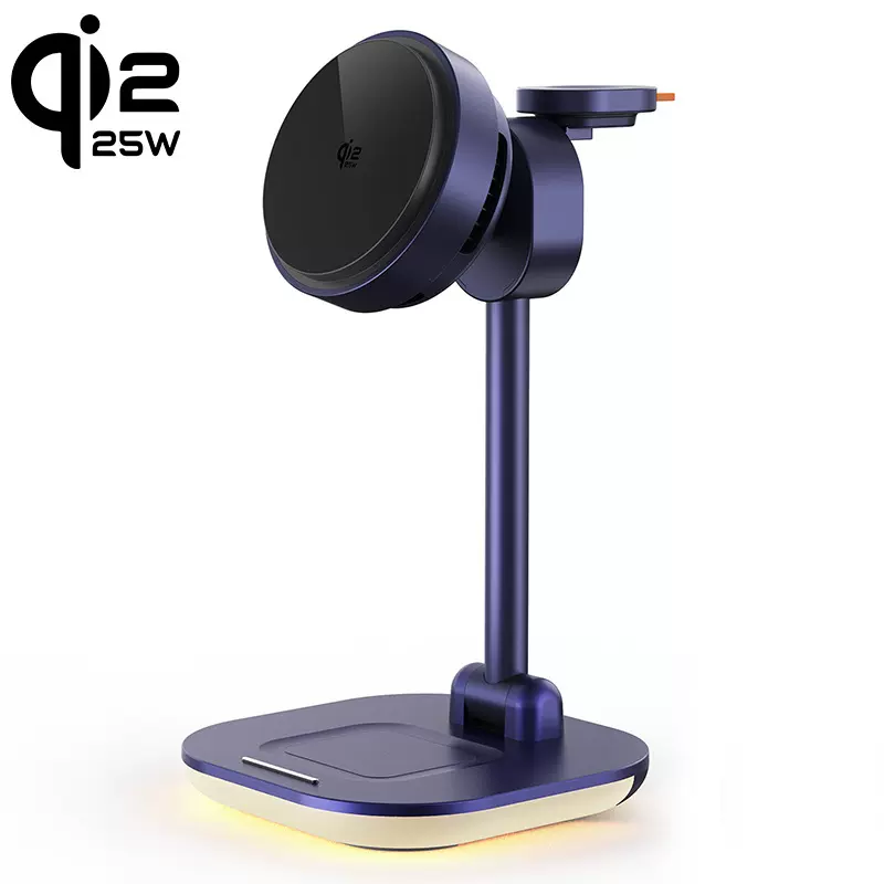 新品QI2.2四合一制冷无线充电器可折叠LED小夜灯床头灯手机支架