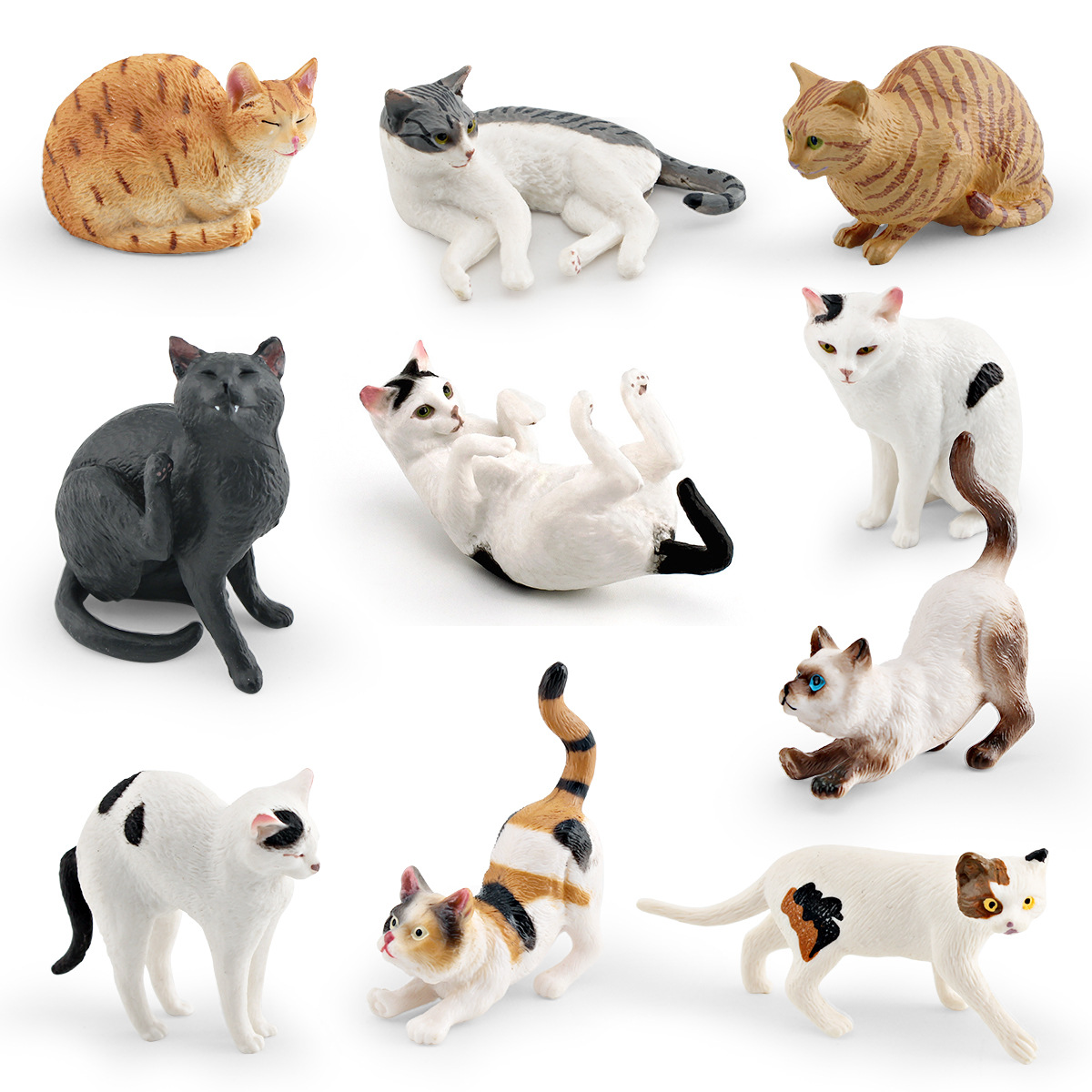 跨境仿真宠物猫咪动物模型儿童认知三色猫美国短毛猫黑猫橘猫摆件