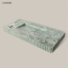 云中翡翠洗手盆绿色天然石材大理石洗手盆轻奢风酒店洗手盆