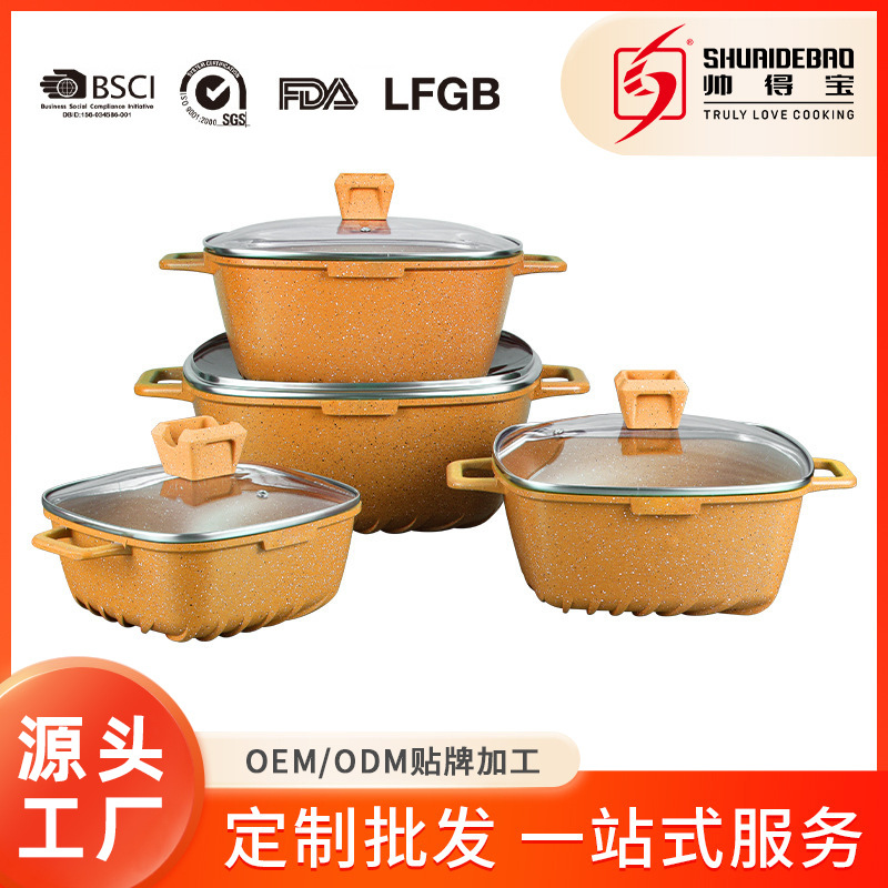 Shuaidebao Comercio exterior olla cuadrada de ahorro de energía transfronteriza olla de aluminio traje olla de sopa de 10 piezas olla de cocina doméstica al por mayor