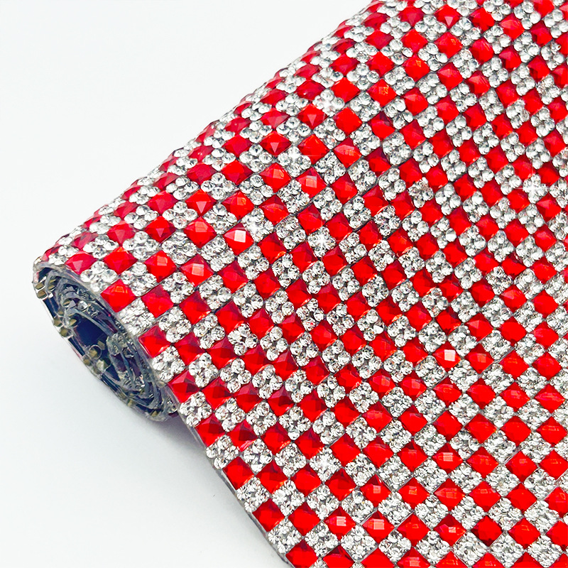 Parche de diamantes de imitación de vidrio de color brillante intermitente, adhesivo de malla de fondo, pegatina de diamantes en caliente, pegatina de diamantes decorativa de bricolaje, accesorios de ropa, pegatina de diamantes