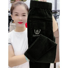 灯芯绒休闲哈伦裤子女2023新款高腰显瘦直筒条绒铅笔小脚裤潮