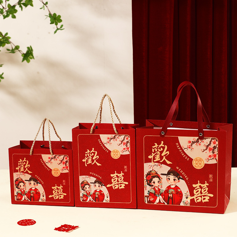 中国風のウェディングキャンディトートバッグ、高級ウェディングハンドヘルドキャンディ、儀式用ギフト空袋|undefined