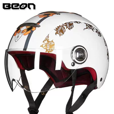 Unisex, All-Season Half Helmet, Electric — Motosiklet dəbilqələri - s-bright-whitegolden-trumpet-flower-b105