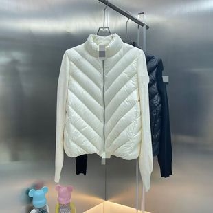 25 Autumn and Winter m's New Knitted Mengjia down Jacket Women's Fashion Casual Lightweight Splicing Stand Collar Jacket