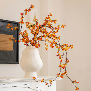 New Chinese Style Southern Snake Vine Flower Fortune Fruit Fake Flower Arrangement Living Room Dried Flower Decoration Ornaments Wabi-Sabi Zen