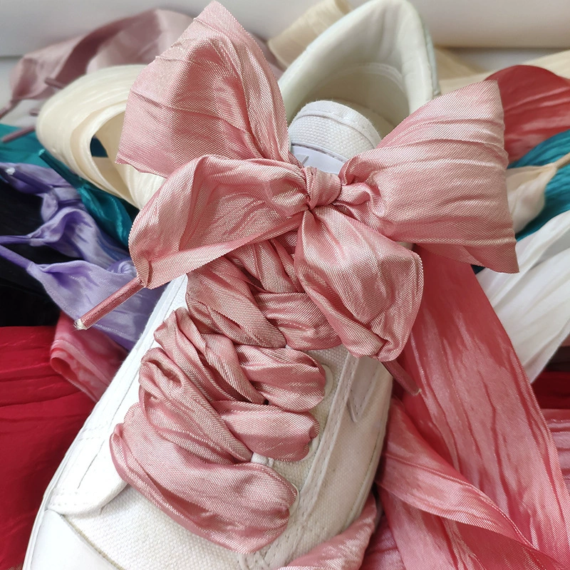 5 см шириной бабочка элегантные шнурки из плиссированной пряжи с лентой подходят для повседневной парусиновой белой обуви атласная хлопковая обувь оптом