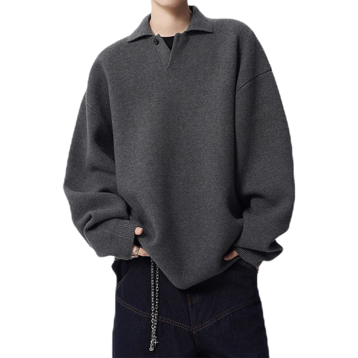 Explosiones transfronterizas de tamaño grande europeo polo camiseta con solapa camiseta de punto suéter hombre viejo estilo de dinero fábrica de negocios británico al por mayor